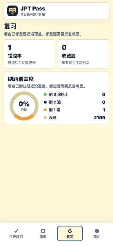 JPT Pass focused review screen
